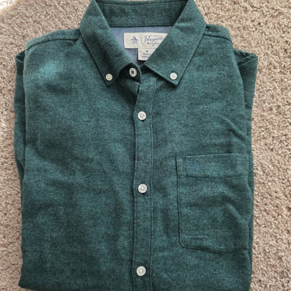Original Penguin Men's Teal Casual Button-Down Shirt